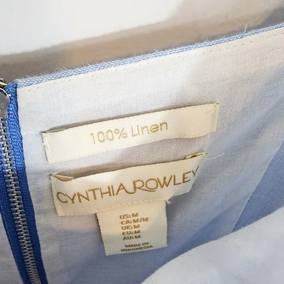 Cynthia Rowley 100% Linen Color Blocked Dress with Pockets Size Medium - Picture 5 of 8